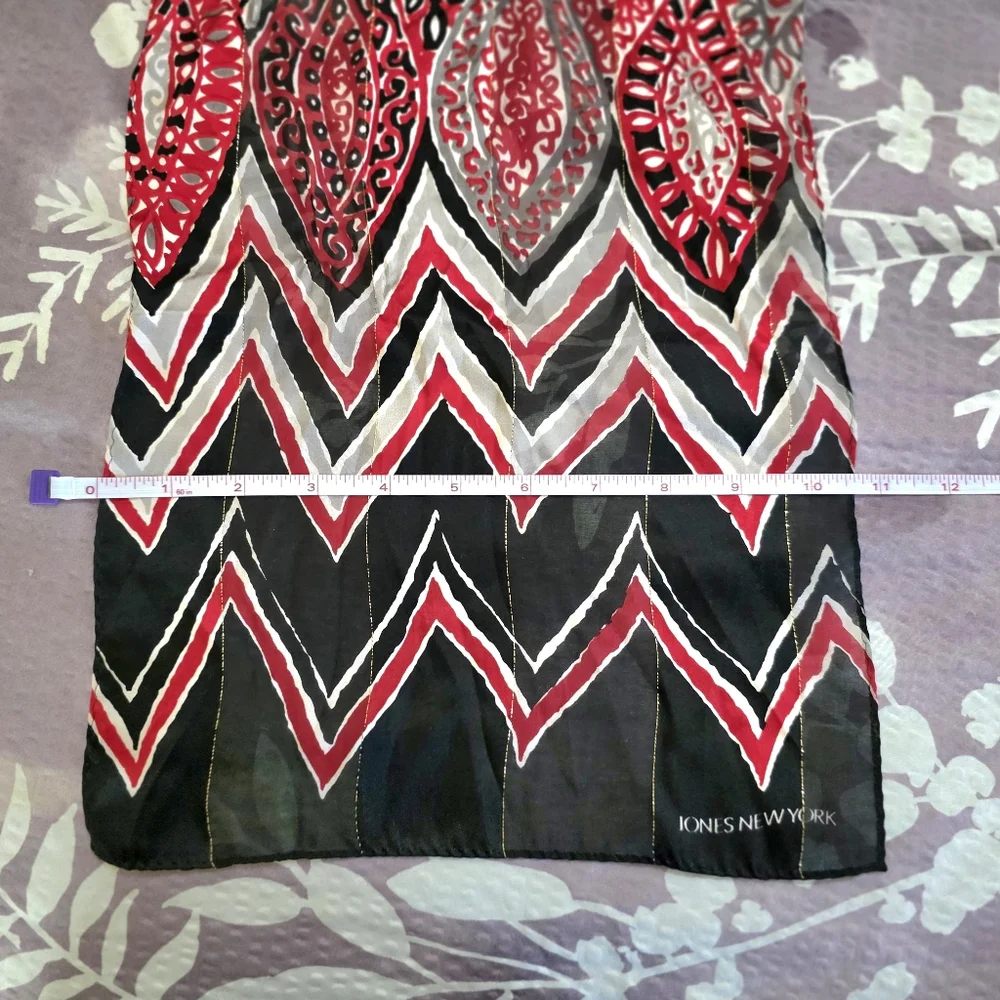 Jones New York Silk Scarf Black Red And Women's Scarf Summer Scarf Purse Scarf